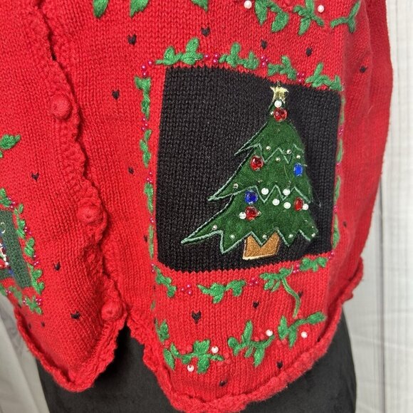 Designers Originals Studio Red Christmas Vest Petite Large PL Collared Vintage - Picture 6 of 10